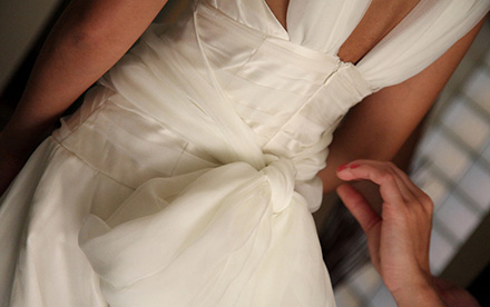Particolari del vestito da sposa